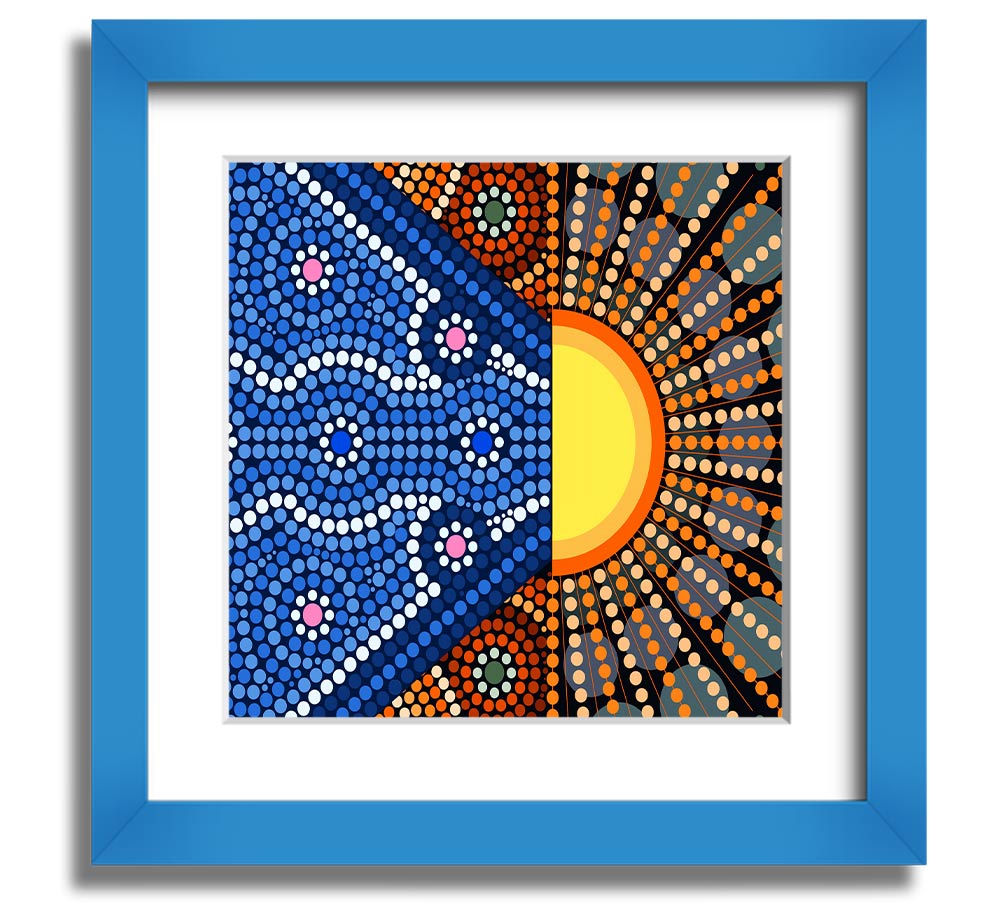 Aboriginal Pattern 9 Square Framed Print showcasing intricate designs in a stylish frame.